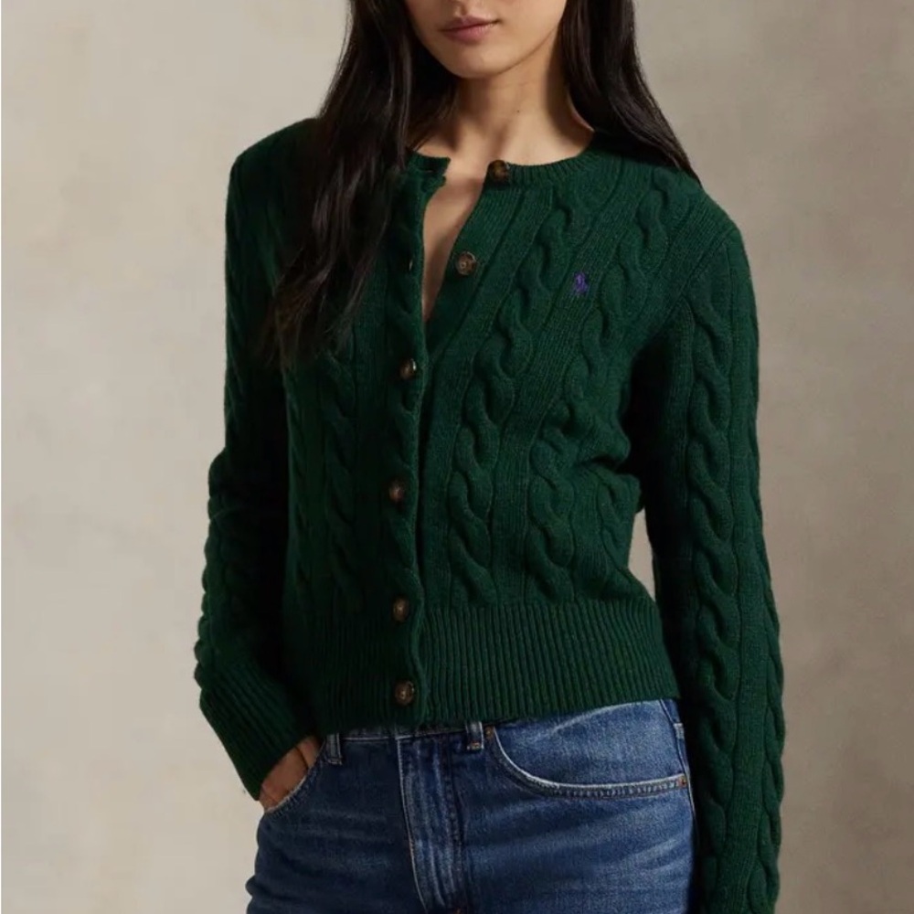 Polo Ralph Lauren Dark Green Cable Knit Cardigan